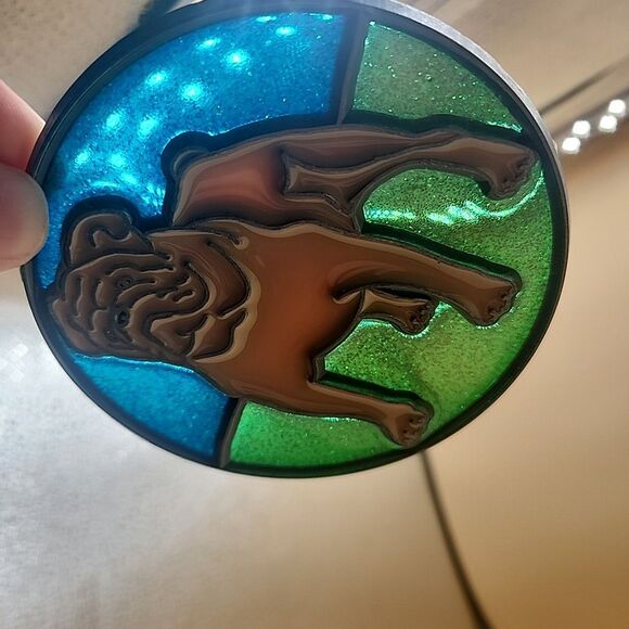 Window Suncatcher Bulldog Dog Sun C. Gallery 1998 Vtg 3.5" Makeit Bakeit Style - Picture 2 of 8